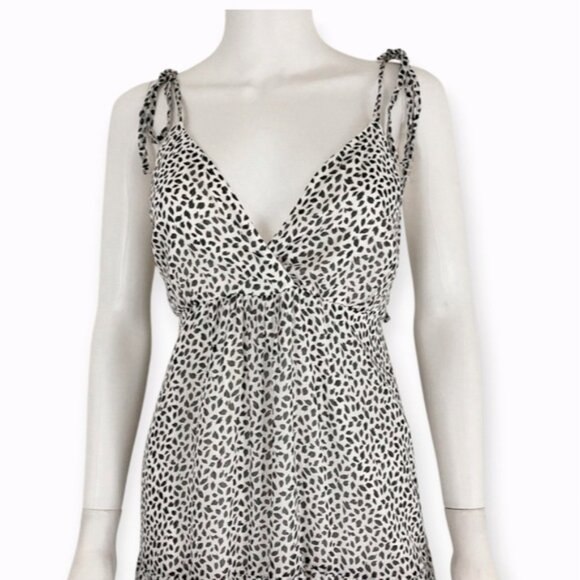 Abercrombie & Fitch Black/White Spotted Chiffon Pleated Maxi Dress - Picture 5 of 12